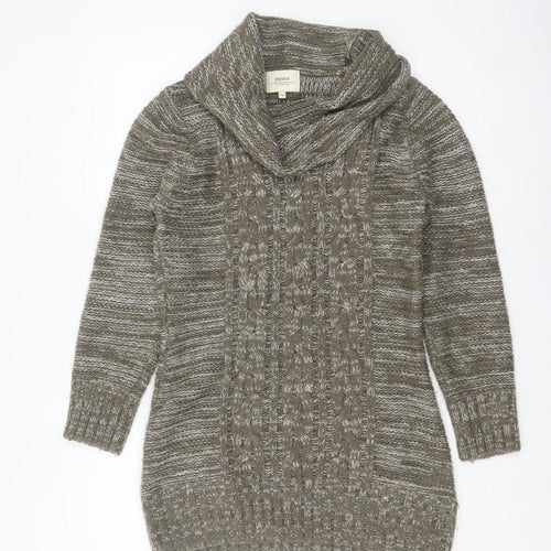 Papaya Women’s Brown Cowl Neck Cable-Knit Jumper Size 12 Acrylic Knitwear