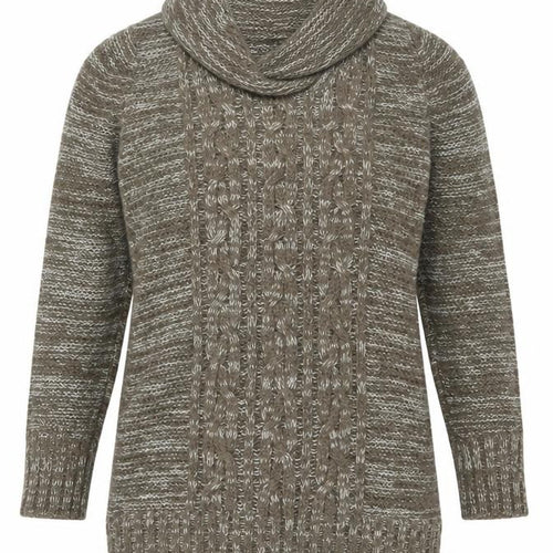 Papaya Women’s Brown Cowl Neck Cable-Knit Jumper Size 12 Acrylic Knitwear