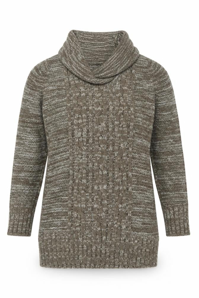 Papaya Women’s Brown Cowl Neck Cable-Knit Jumper Size 12 Acrylic Knitwear