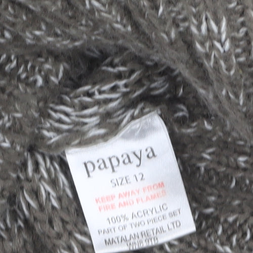 Papaya Women’s Brown Cowl Neck Cable-Knit Jumper Size 12 Acrylic Knitwear