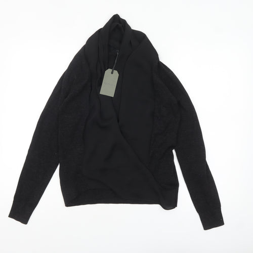 AllSaints Women's Black Merino Wool Cardigan Jumper Size S