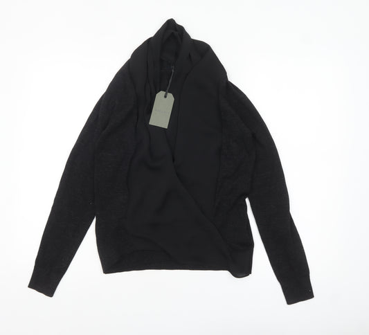 AllSaints Women's Black Merino Wool Cardigan Jumper Size S