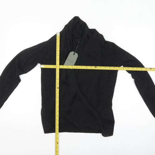 AllSaints Women's Black Merino Wool Cardigan Jumper Size S