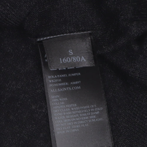 AllSaints Women's Black Merino Wool Cardigan Jumper Size S