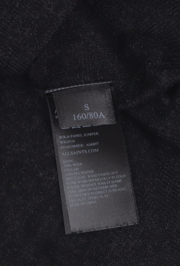 AllSaints Women's Black Merino Wool Cardigan Jumper Size S