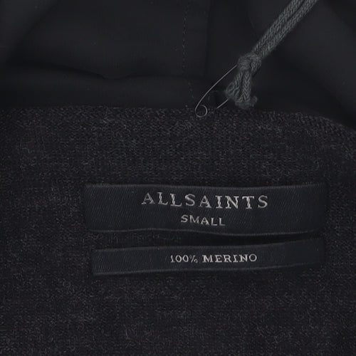 AllSaints Women's Black Merino Wool Cardigan Jumper Size S