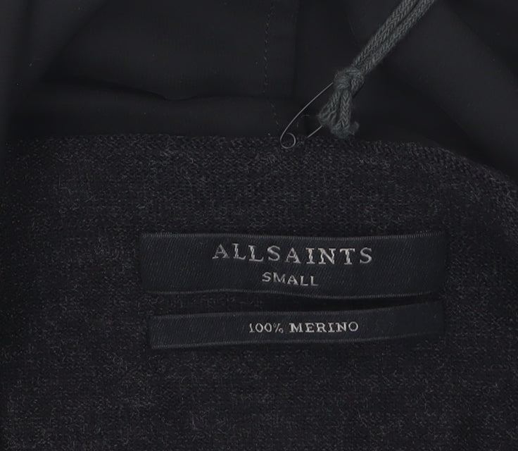 AllSaints Women's Black Merino Wool Cardigan Jumper Size S