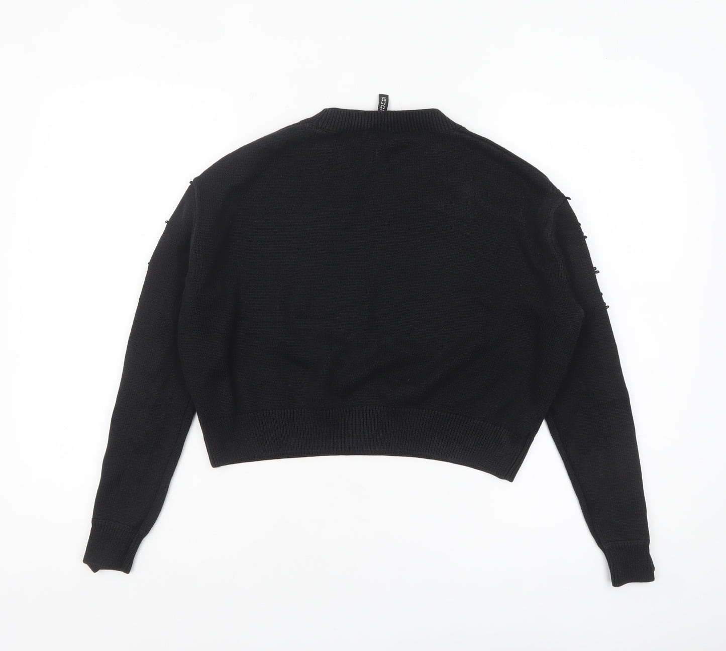 H&M Divided Women's Black Crew Neck Embroidered Knit Jumper Size S