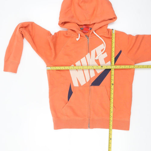 Nike Womens Orange Full Zip Hoodie Small Cotton Blend