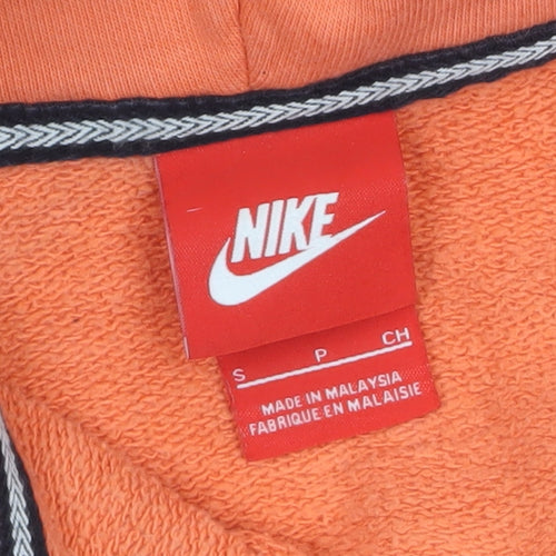Nike Womens Orange Full Zip Hoodie Small Cotton Blend