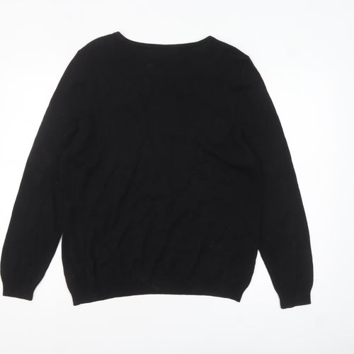 Wallis Women Black Size 18 Embroidered Crew Neck Jumper