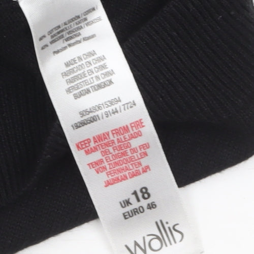 Wallis Women Black Size 18 Embroidered Crew Neck Jumper