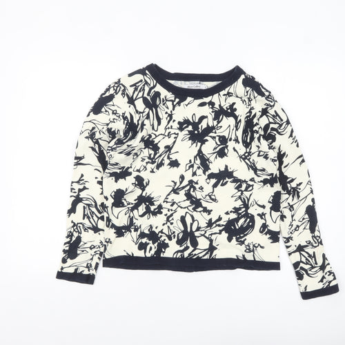 Alice Collins Women's Ivory Black Floral Cotton Cardigan Size 10