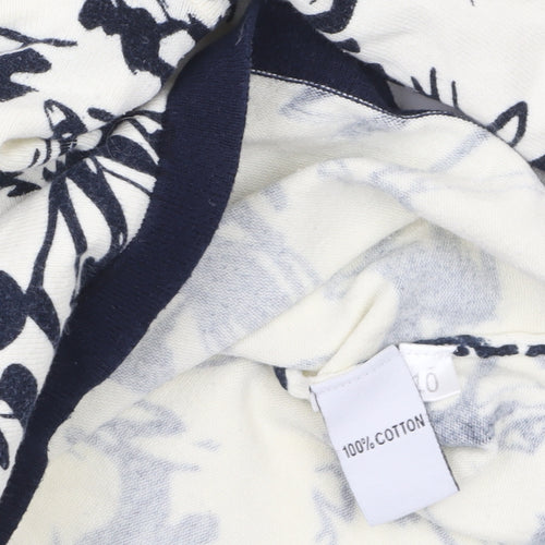 Alice Collins Women's Ivory Black Floral Cotton Cardigan Size 10