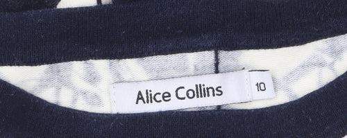 Alice Collins Women's Ivory Black Floral Cotton Cardigan Size 10