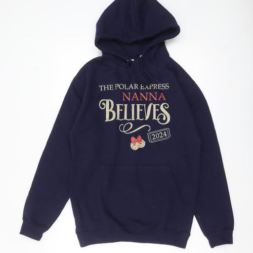 Just Hoods Unisex Blue Christmas Pullover Hoodie Size S