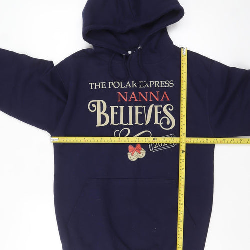 Just Hoods Unisex Blue Christmas Pullover Hoodie Size S
