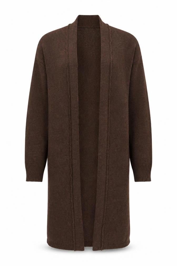 ASOS DESIGN Women Brown Cardigan S Long Sleeve Knit Open Front