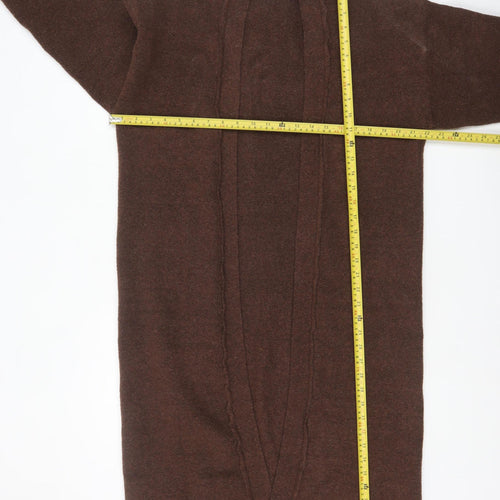 ASOS DESIGN Women Brown Cardigan S Long Sleeve Knit Open Front