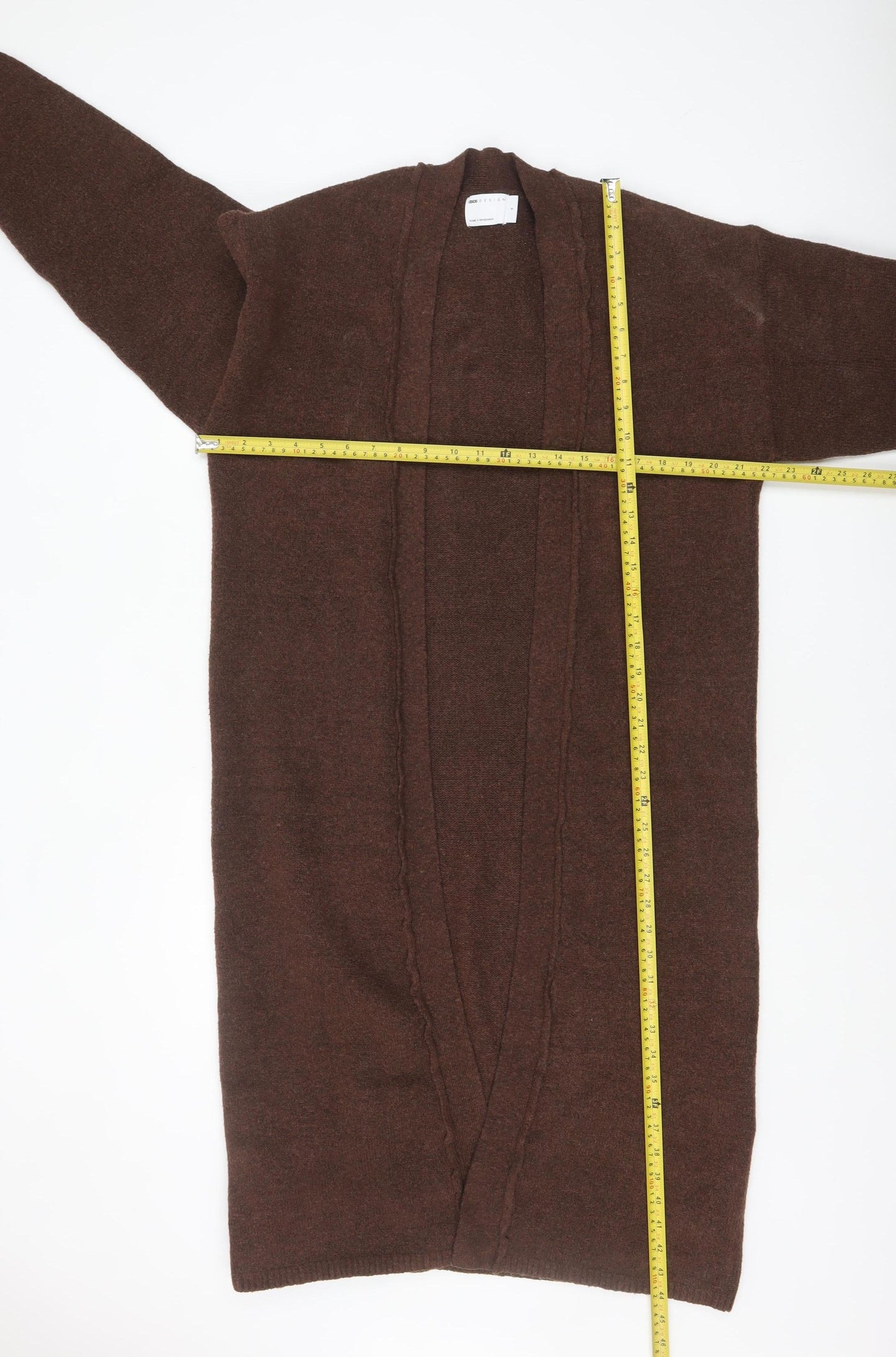 ASOS DESIGN Women Brown Cardigan S Long Sleeve Knit Open Front