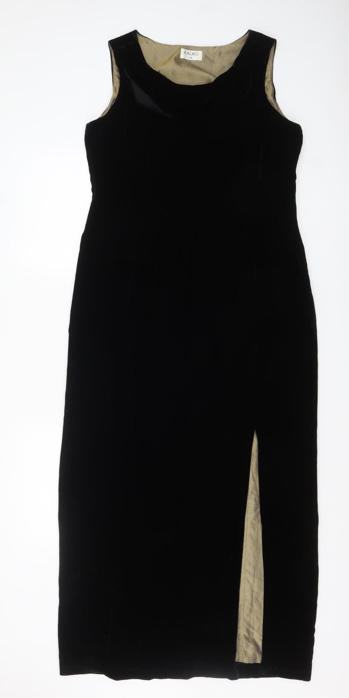 Kaliko Women's Black Velvet Sheath Dress Size 14 Formal Long