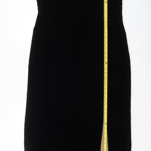 Kaliko Women's Black Velvet Sheath Dress Size 14 Formal Long