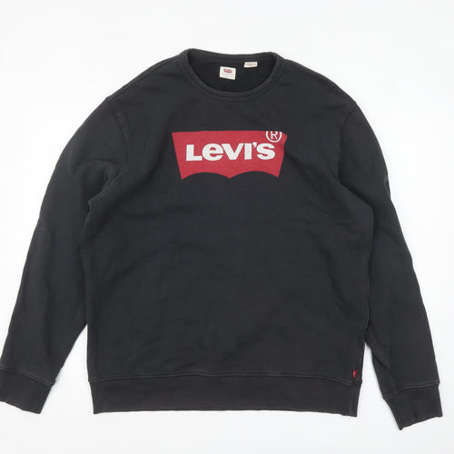 Levi's Men's Black Logo Crew Neck Pullover Sweatshirt L