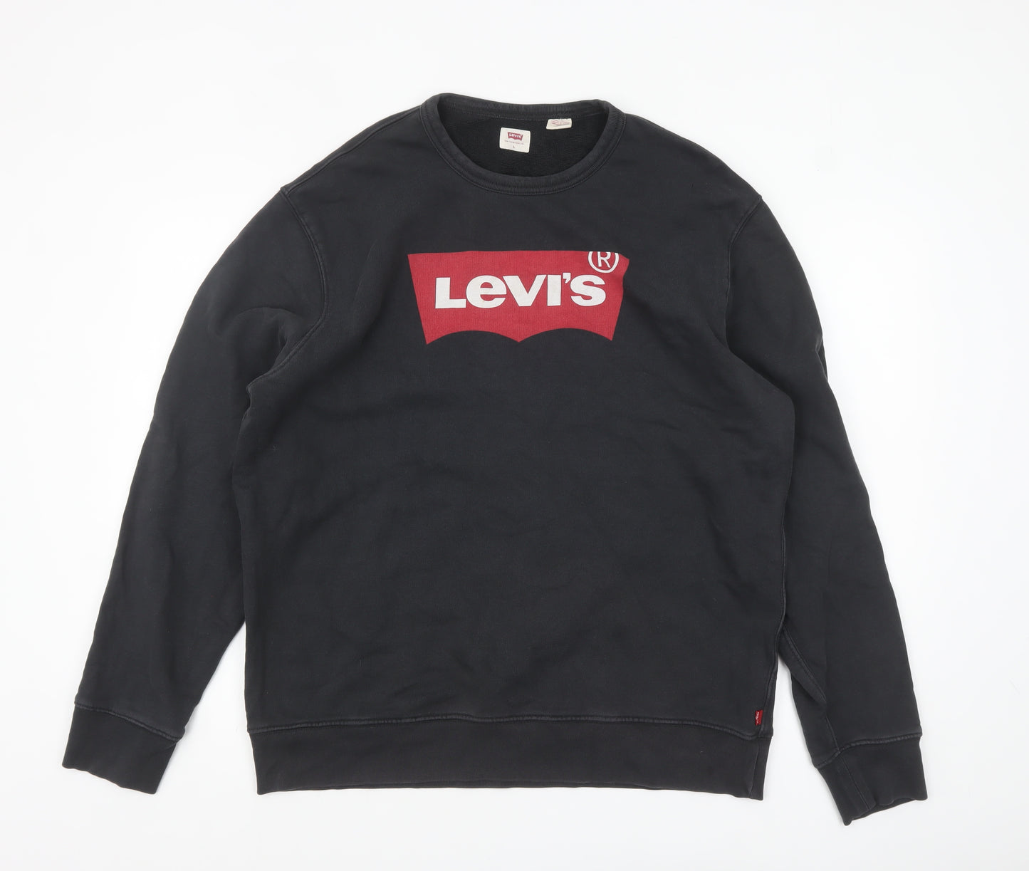 Levi's Men's Black Logo Crew Neck Pullover Sweatshirt L