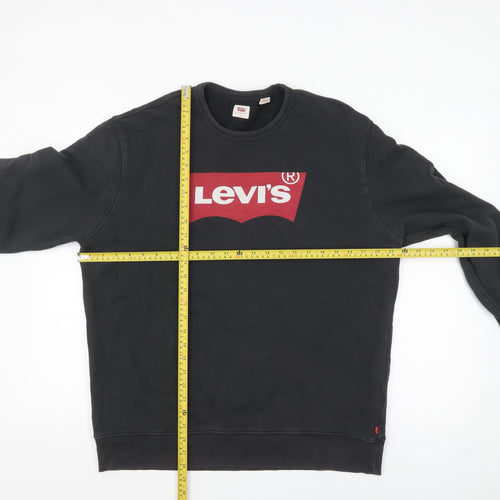 Levi's Men's Black Logo Crew Neck Pullover Sweatshirt L