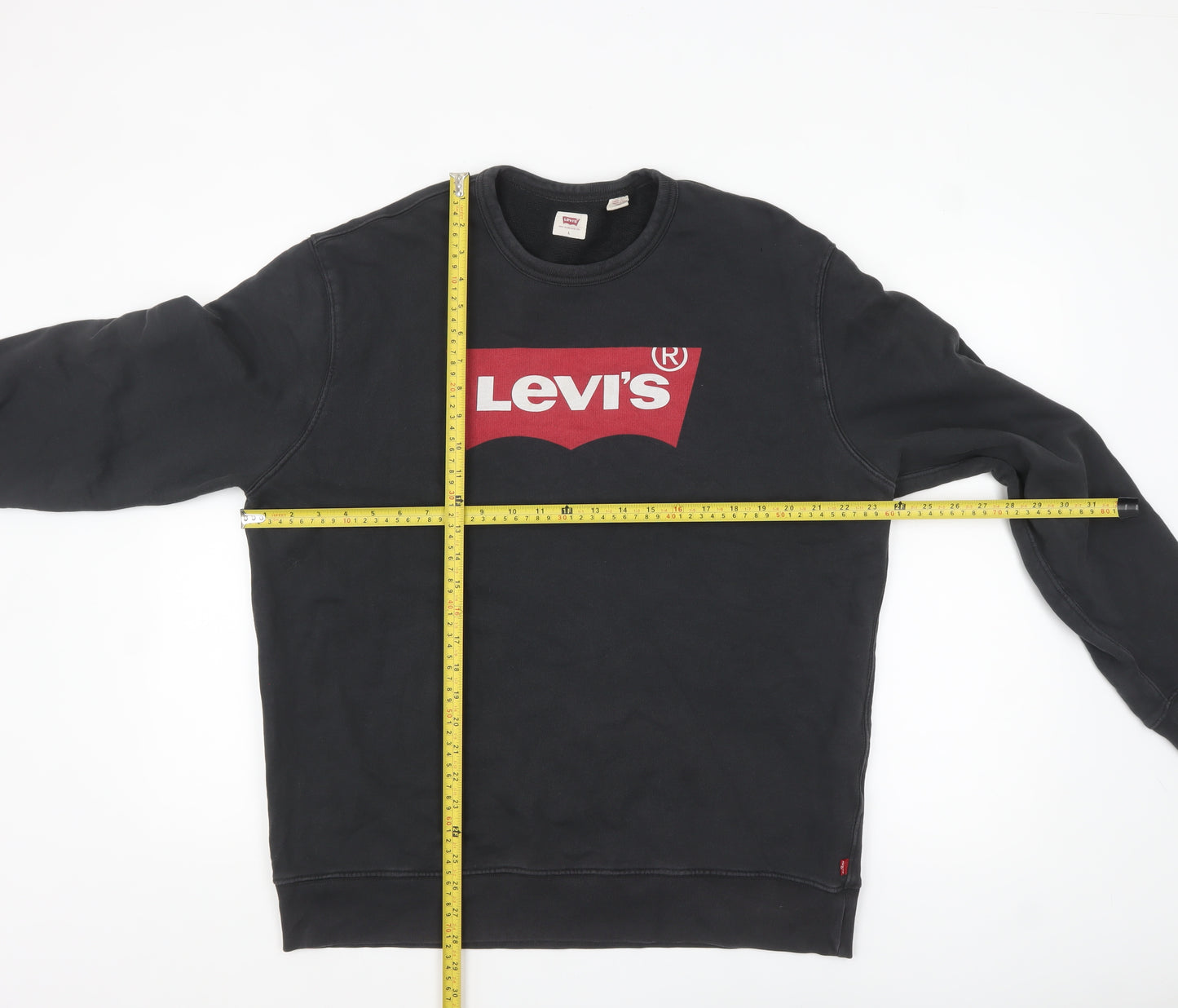 Levi's Men's Black Logo Crew Neck Pullover Sweatshirt L