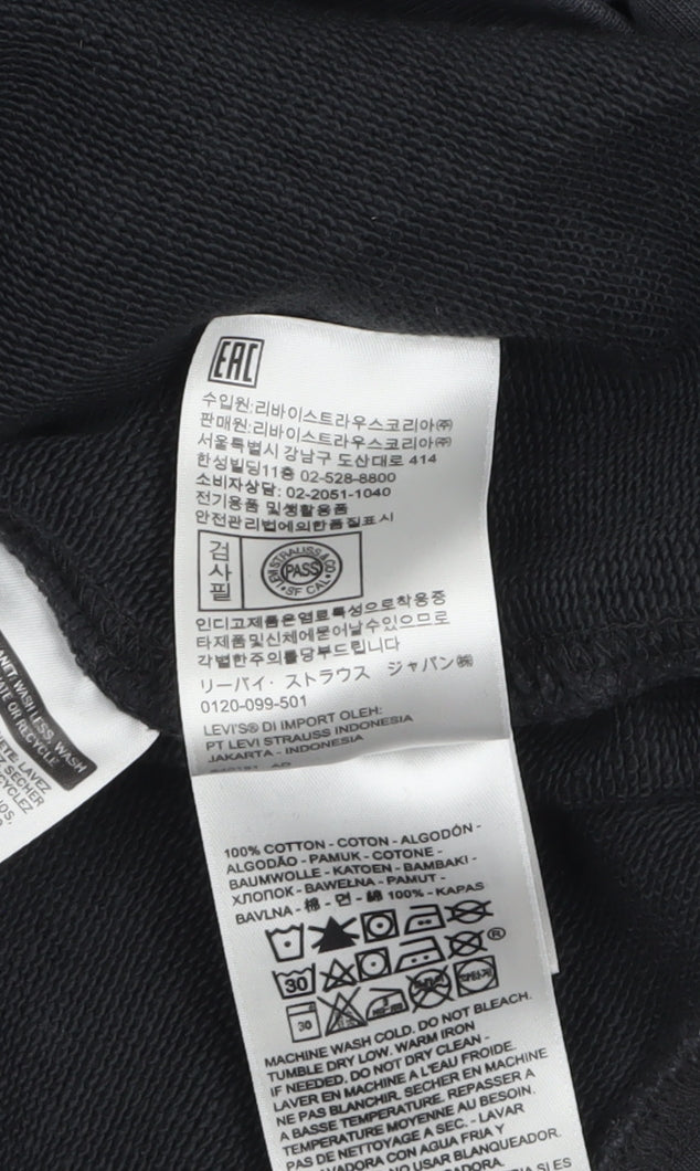 Levi's Men's Black Logo Crew Neck Pullover Sweatshirt L