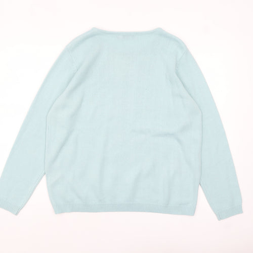 Honor Millburn Women's Blue Floral Embroidered Knit Jumper L 18-20