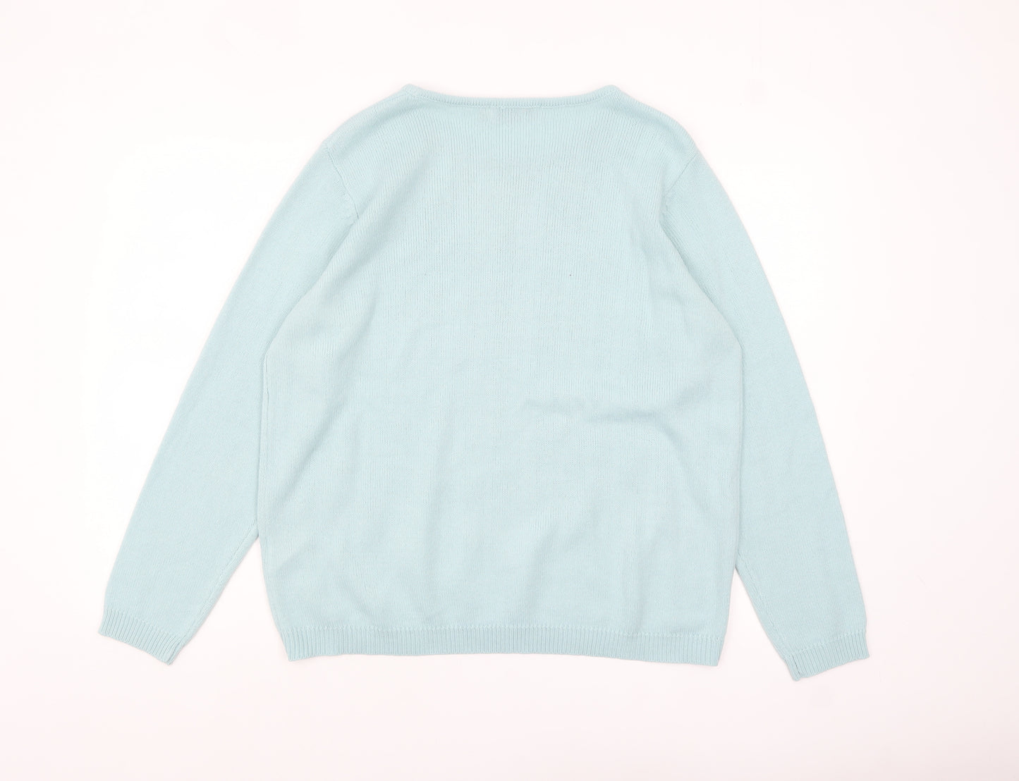 Honor Millburn Women's Blue Floral Embroidered Knit Jumper L 18-20