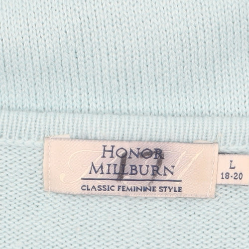 Honor Millburn Women's Blue Floral Embroidered Knit Jumper L 18-20