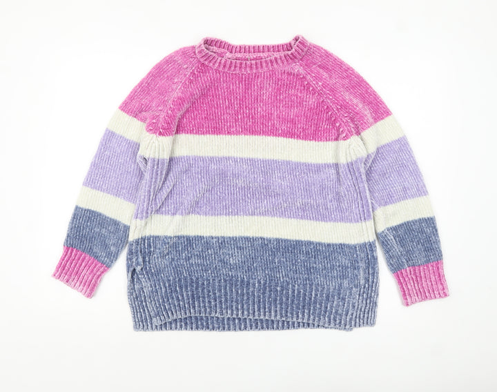 George Women's Multicoloured Striped Chunky Knit Jumper Size M 12-14