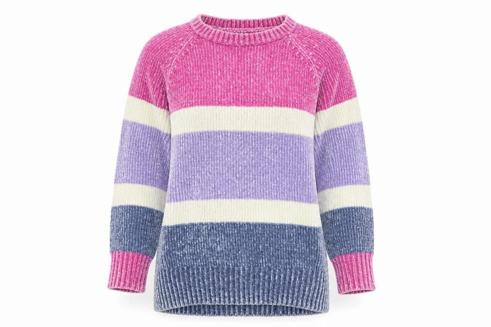 Front view of George Women's Multicoloured Striped Chunky Knit Jumper, size M, 12-14