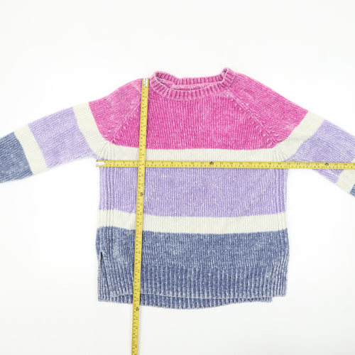 George Women's Multicoloured Striped Chunky Knit Jumper Size M 12-14