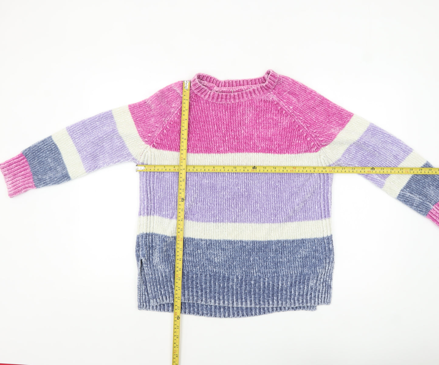 George Women's Multicoloured Striped Chunky Knit Jumper Size M 12-14
