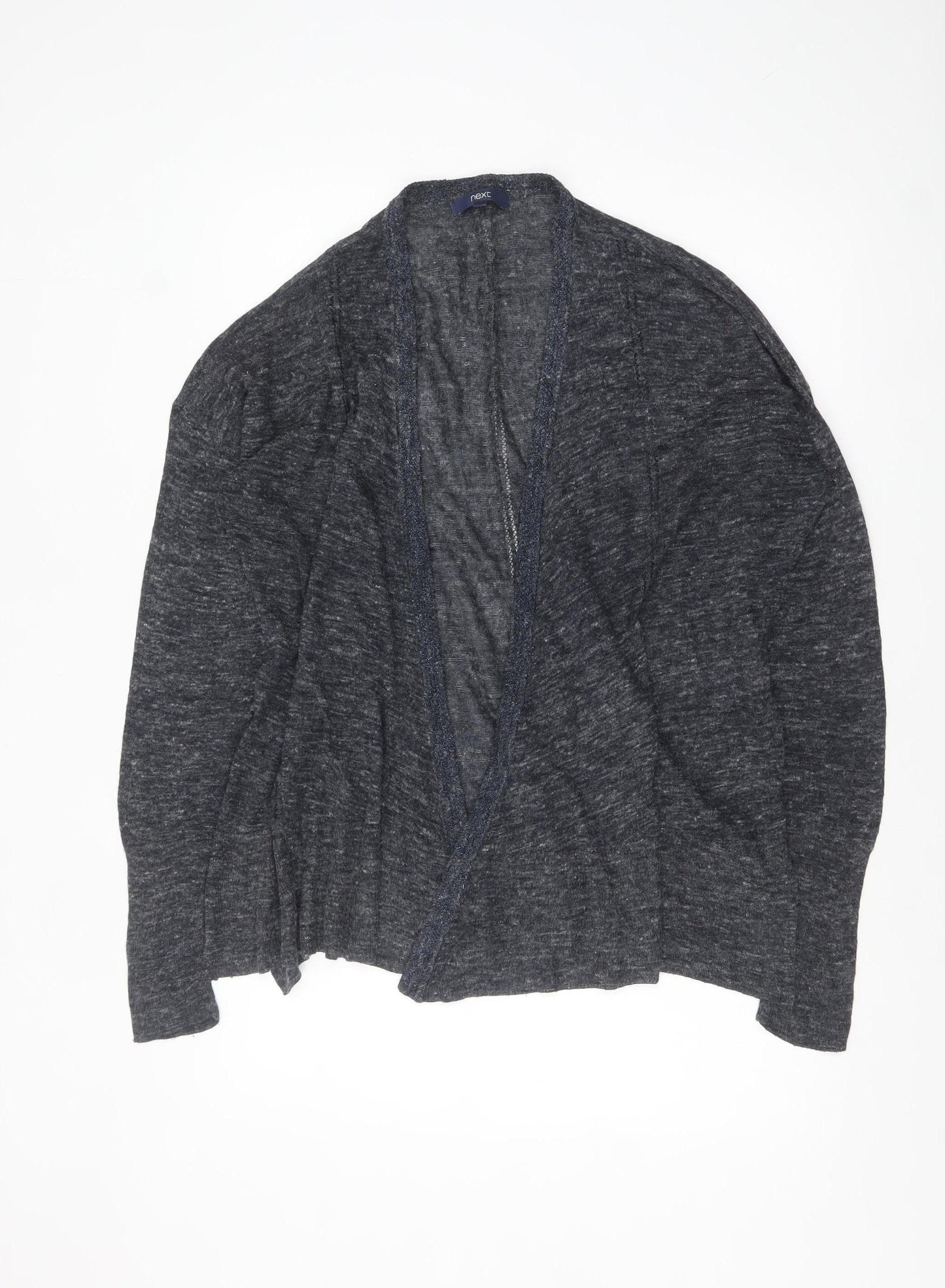 Next Women Grey Knit Open Cardigan Size 14 Relaxed Fit