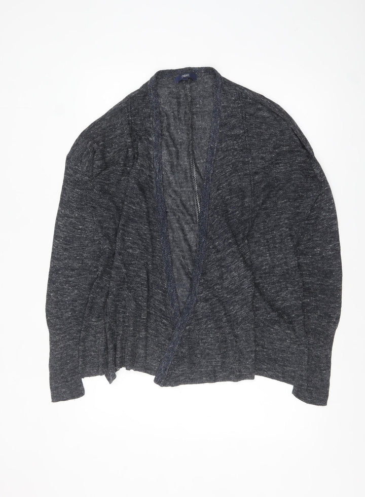 Next Women Grey Knit Open Cardigan Size 14 Relaxed Fit