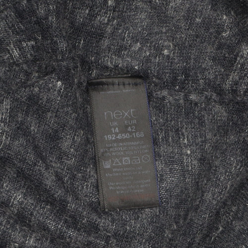 Next Women Grey Knit Open Cardigan Size 14 Relaxed Fit
