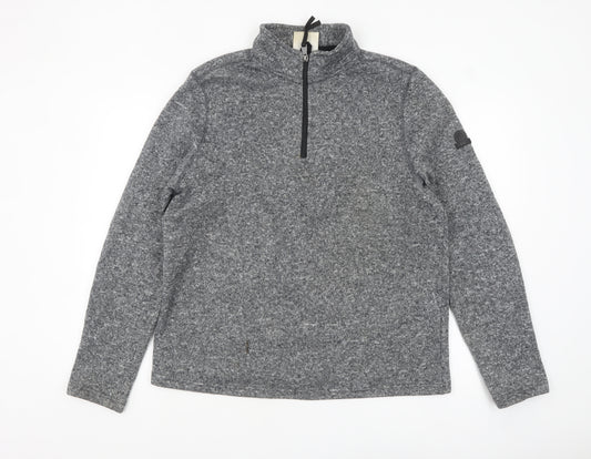 TOG24 Men's Grey 1/4 Zip Fleece Sweatshirt L Regular Fit