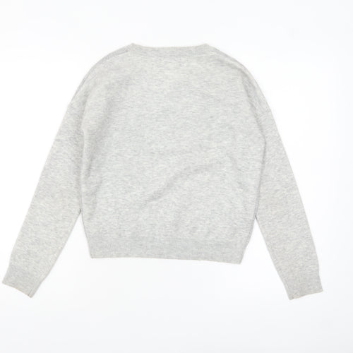 La Chapelle Women’s Grey Bird Print Crew Neck Jumper Size 8