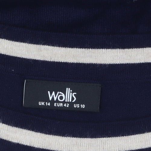 Wallis Women’s Blue Beige Boat Neck Bow Pullover Jumper Size 14