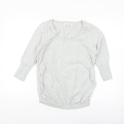Red Herring Maternity Grey Scoop Neck Cotton Jumper Size 10