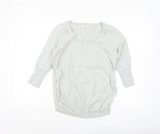 Red Herring Maternity Grey Scoop Neck Cotton Jumper Size 10