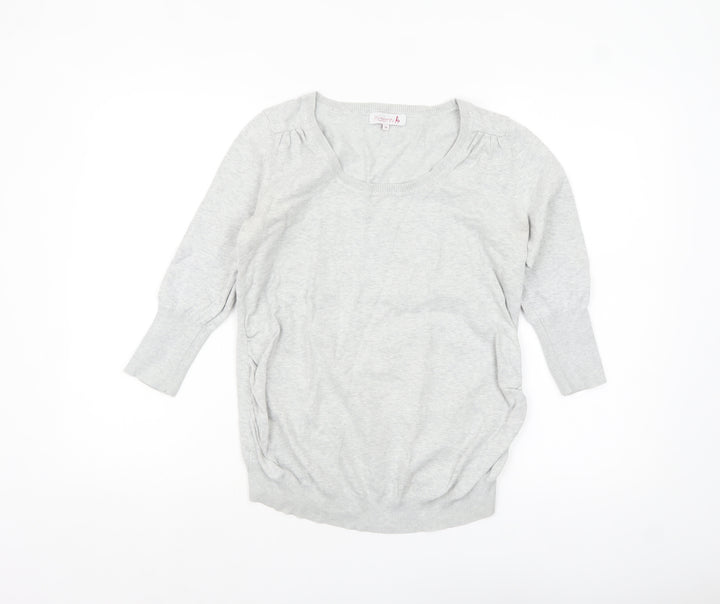 Red Herring Maternity Grey Scoop Neck Cotton Jumper Size 10