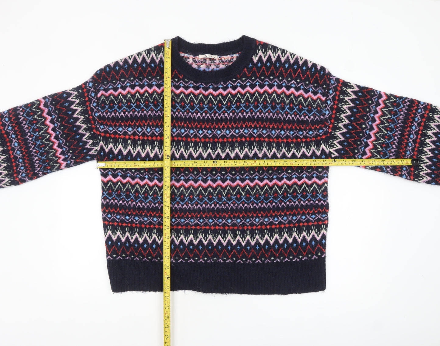 Tu Women's Multicoloured Fair Isle Knit Jumper Size 16