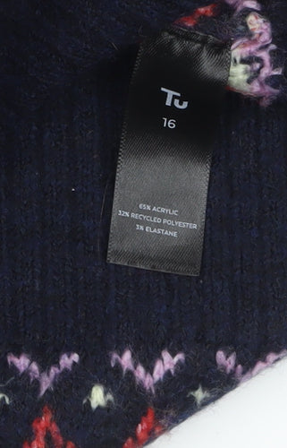 Tu Women's Multicoloured Fair Isle Knit Jumper Size 16