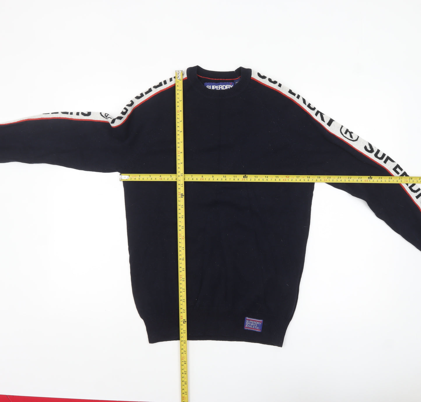 Superdry Mens Blue Small Crew Neck Cotton Pullover Jumper